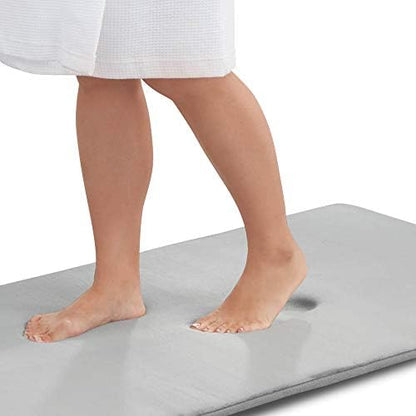 Memory Foam Bath Mat Non Slip Absorbent Super Cozy Velvet Bathroom Rug Carpet (20 inches X 32 inches, Silver)