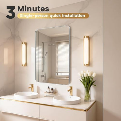 22×34-inch Silver Wall-Mounted Bathroom Mirror
