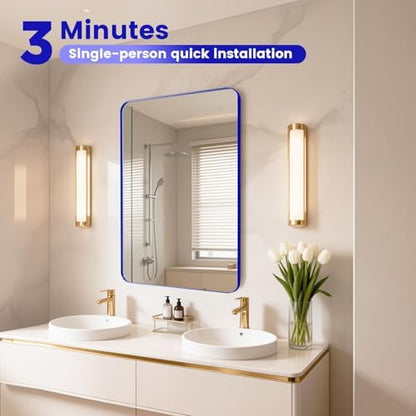 18" x 24" Blue Bathroom Mirrors for Over Sink,Aluminum Frame