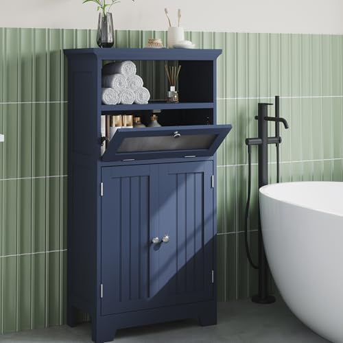 ChooChoo Bathroom Cabinet with Flip Glass Drawer,Freestanding