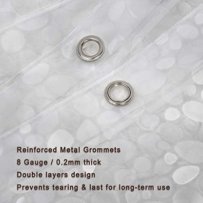 Bostofy Waterproof Shower Curtain Liner 8G EVA Thick Shower Curtain with Heavy Duty 3 Bottom Magnets, Shower Liner for Shower Stall, Bathtubs, 3D Pebble Pattern, 72 x 72,12 Hooks