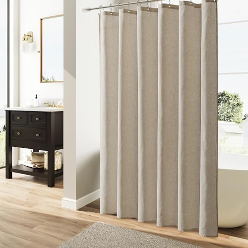 Naturoom Linen Shower Curtain 72 Inch Long for Bathroom Cobblestone 1 Panel