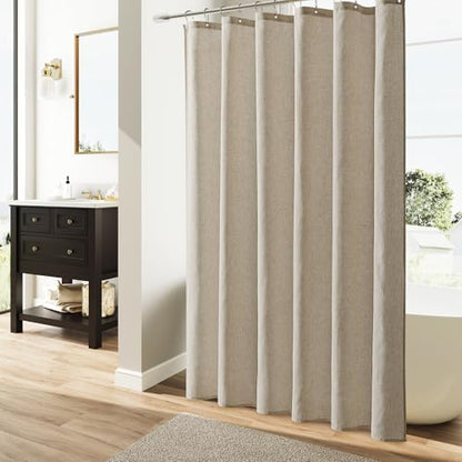 Naturoom Linen Shower Curtain 72 Inch Long for Bathroom Cobblestone 1 Panel