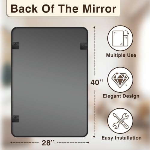 Vanity Bathroom Mirror, 40”x28” Black Bathroom Mirror for Over Sink