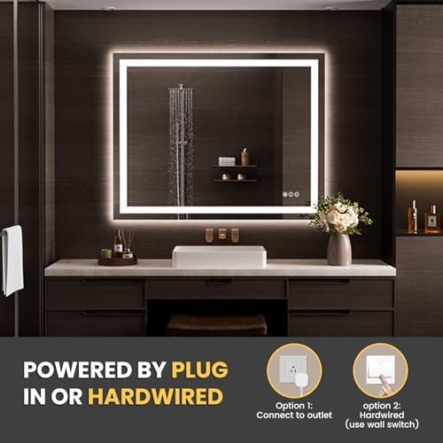 LOAAO 50"X40" LED Bathroom Mirror with Lights, UL Listed