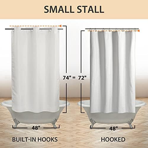 River Dream No Hook Stall Shower Curtain or Liner Microfiber White, 48x74