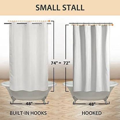 River Dream No Hook Stall Shower Curtain or Liner Microfiber White, 48x74
