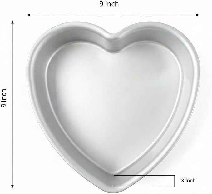 Heart Shaped Cake Pans, 9 × 3 Inch, Set of 2 | Aluminum, For Wedding, Party, Family Occasions, For Chocolate, Bread