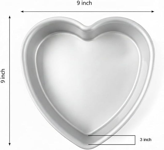 Heart Shaped Cake Pans, 9 × 3 Inch, Set of 2 | Aluminum, For Wedding, Party, Family Occasions, For Chocolate, Bread