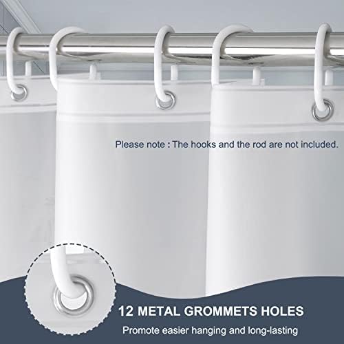 EurCross Extra Long Frosted Shower Curtain Liner 108 inches Length with 5 Bottom Magnets,PEVA Medium Weight Opaque Waterproof Shower Liner 72 x 108 inch