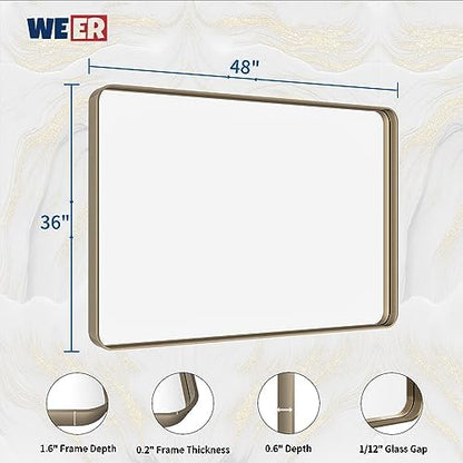 WEER Bronze Bathroom Vanity Mirror 48X36 Inch