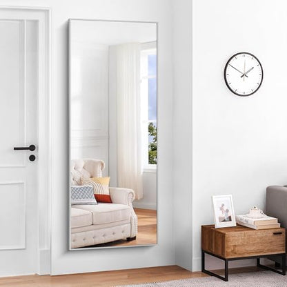 COFENY Silver Bathroom Mirror for Wall, 30x60 Inch Rectangle Mirrors with Metal Frame, Modern Vanity Large Wall Mirror for Bathroom Living Room, Entryway Hangs Horizontal or Vertical