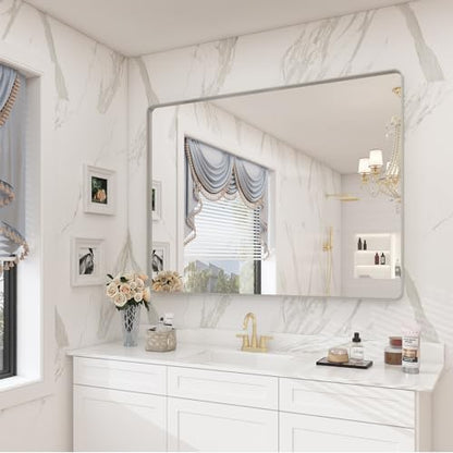 40x30 Inch Silver Brushed Bathroom Mirror for Wall