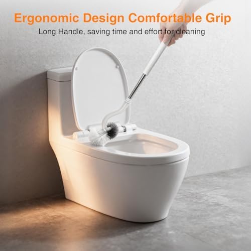 Lefree Toilet Brush and Holder Set, Bathroom Cleaner Brush Set, Curved Design, Non-Slip Handle Toilet Bowl Brush with Curved Bristle for Dead Corner Clean, RV Bathroom Accessories Toilet Scrubber