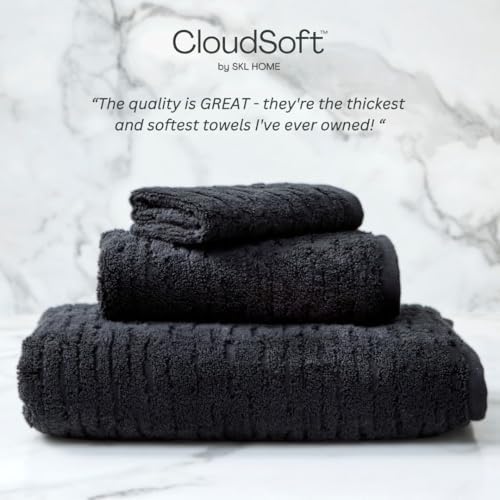 SKL Home CloudSoft Bath Towel, 100% Cotton Luxury, Slate