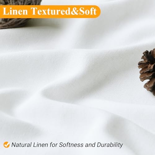 Naturoom Linen Shower Curtain 78 Inch Long for Bathroom White 1 Panel