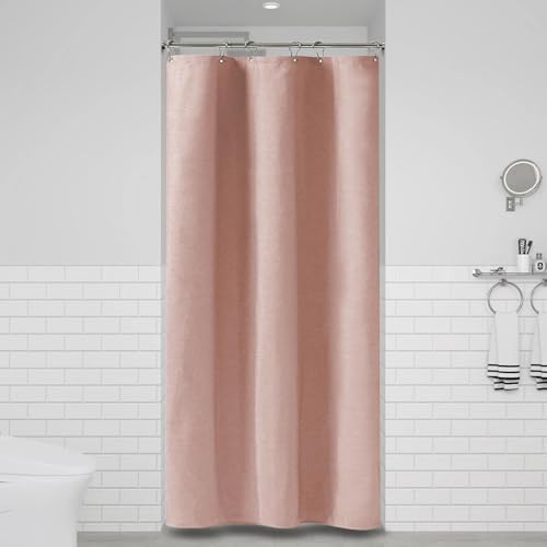 BTTN Stall Linen Textured Waterproof Shower Curtain Set, 36x72, Blush Pink