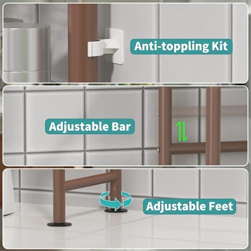 3-Tier Over Toilet Storage, Anti-Tip, Bronze