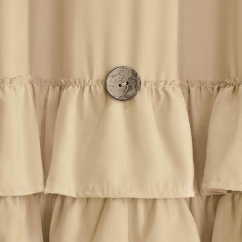 Ruffle Farmhouse Shower Curtain, Beige Vintage Shower Curtains for Bathroom Fabric Cute Rustic Cloth, 72" W X 72" L Inch