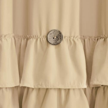 Ruffle Farmhouse Shower Curtain, Beige Vintage Shower Curtains for Bathroom Fabric Cute Rustic Cloth, 72" W X 72" L Inch