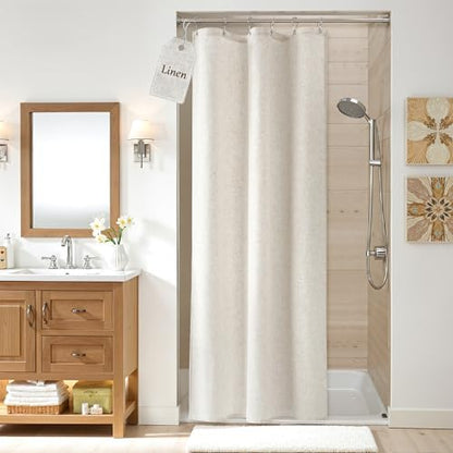 Nanspring Linen Shower Curtain for Bathroom 36x72 Inch 1 Panel Cream Beige