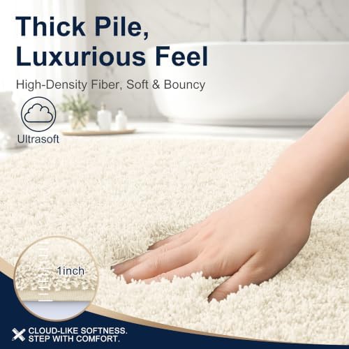 OLANLY Microfiber Bathroom Rugs 34x21, Ultra Soft Absorbent Bath Mat, White