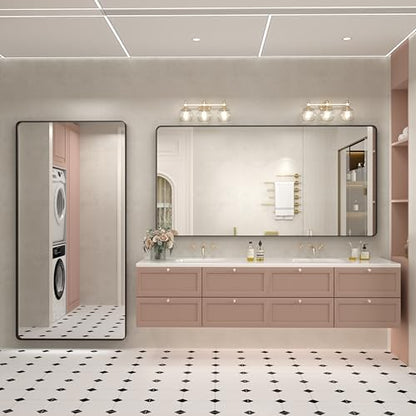 66x40 Inch Black Metal Framed Bathrrom Mirror for Wall