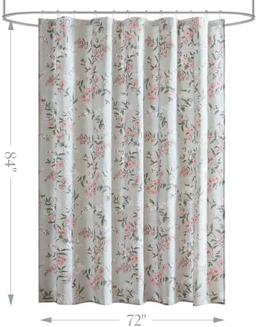 Martha Stewart Meadow Floral Extra Long Shower Curtain, 72 x 84, Green