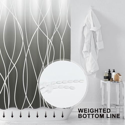 Striped Shower Curtain for Bathroom, Ombre Dark Grey, 72" W x 72" L