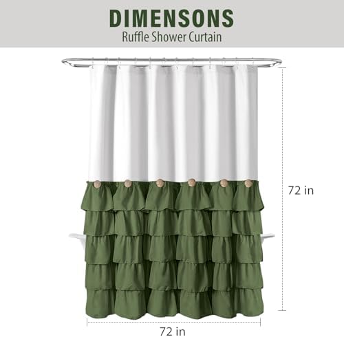 Seasonwood Green and White Shower Curtain 72 x 72