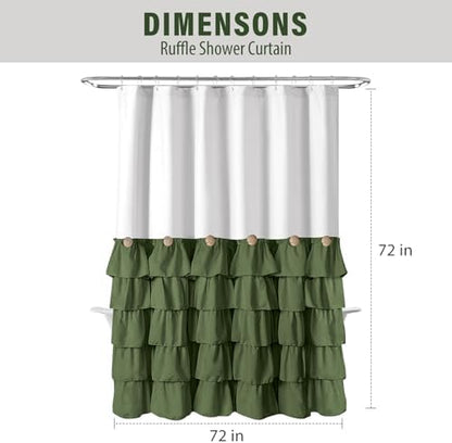 Seasonwood Green and White Shower Curtain 72 x 72