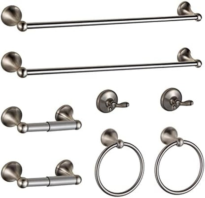 BGL Bathroom Hardware Set Brushed Nickel Adjustable Expandable Bath Towel Bars Bathroom Accessory Set Towel Racks 8-Pieces Wall Mount