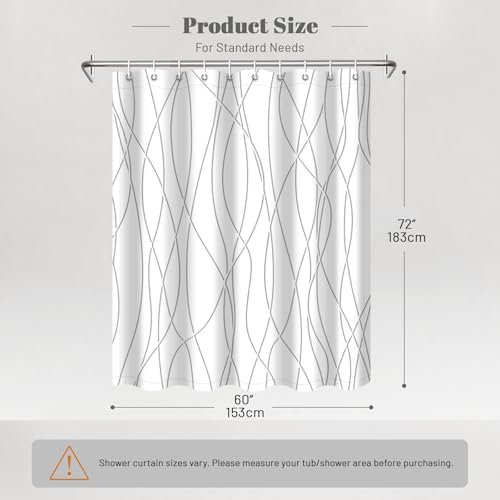 Striped Shower Curtain for Bathroom, Grey Shadow, 60" W x 72" L