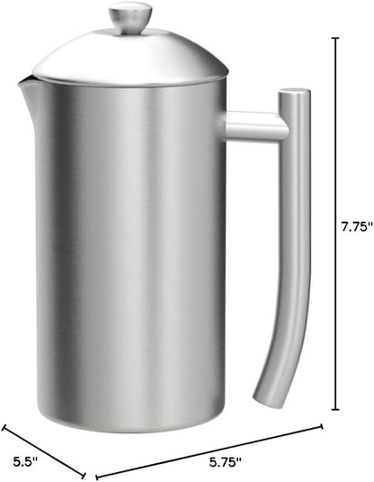 Frieling Double-Wall Stainless Steel Coffee Press - 17 oz - Insulated French Press Coffee Maker for Camping & Travel - Non Plastic Design