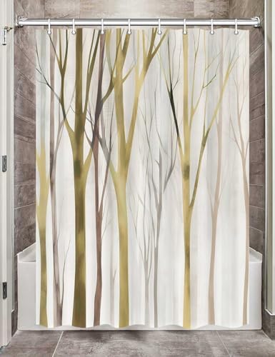 Birch Forest Abstract Shower Curtain Farmhouse Bathroom Decor 60X72 Inch