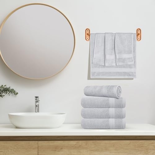 GLAMBURG Ultra Soft 6-Piece Hand Towel Set 16x28-100% Ringspun Cotton - Durable & Highly Absorbent Hand Towels - Ideal for use in Bathroom, Kitchen, Gym, Spa & General Cleaning - Light Grey