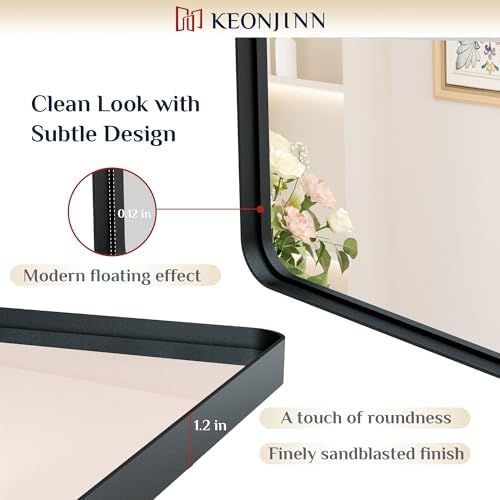 Keonjinn 60 x 36 Inch Black Bathroom Mirrors for Over Sink, Tempered Glass