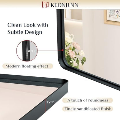 Keonjinn 60 x 36 Inch Black Bathroom Mirrors for Over Sink, Tempered Glass