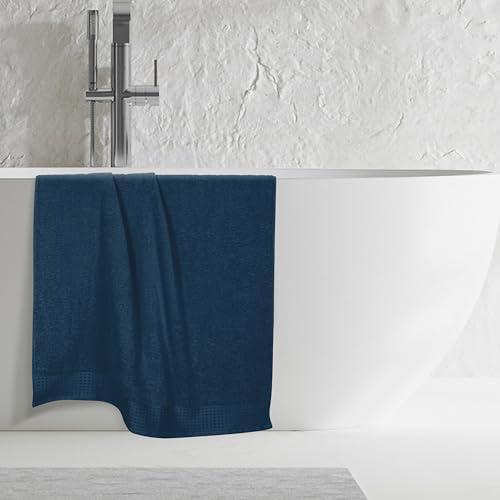 GLAMBURG 100% Cotton Oversized 2 Pack Bath Sheets 35x70, Ultra Soft Highly Absorbant Compact Quickdry & Lightweight Large Bath Sheet Set, Ideal for Gym Travel Camp Pool - Mineral Blue