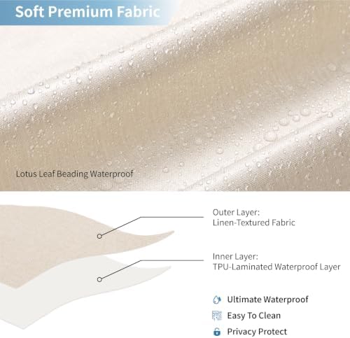 Waterproof Fabric Shower Curtain,No Liner Needed,36x72,Cream
