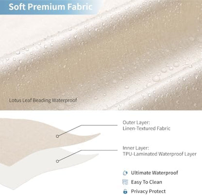 Waterproof Fabric Shower Curtain,No Liner Needed,36x72,Cream