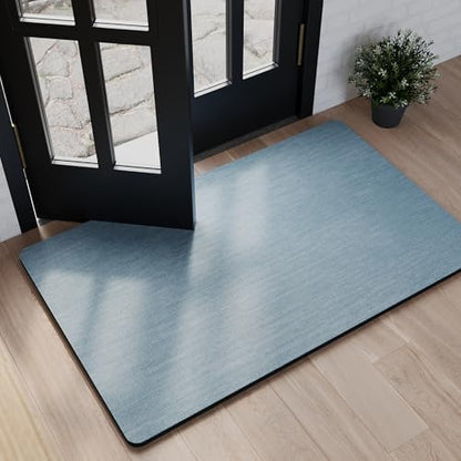Mecko Bath Mat 24"x36",Ultra Thin Bathroom Rug fit Under Door Light Blue
