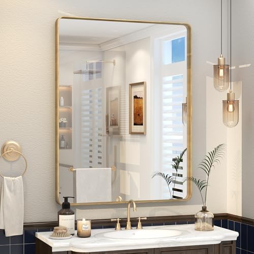 28x36 Gold Framed Bathroom Mirror for Wall