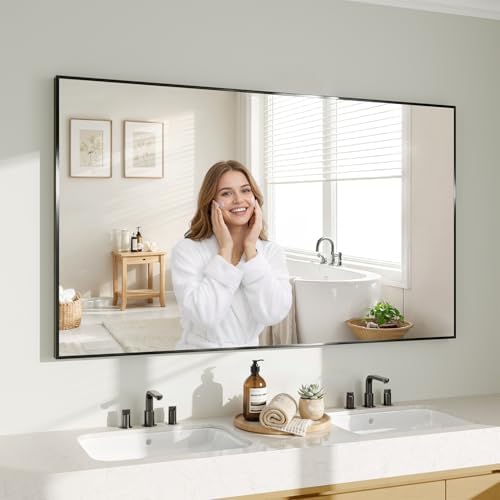 Koonmi Black Mirrors for Wall, 30x55 Inch Bathroom Mirror, Rectangular Wall Mirror for Living Room Bedroom Bathroom, Hangs Horizontally or Vertically