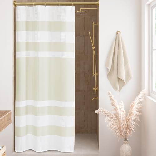 Madison Park Spa Waffle Weave Stall Shower Curtain, 36 x 72, Cream