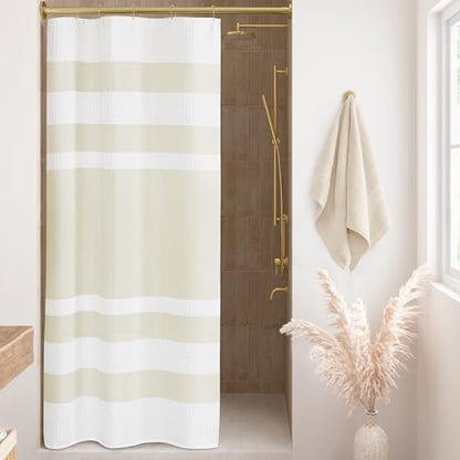 Madison Park Spa Waffle Weave Stall Shower Curtain, 36 x 72, Cream