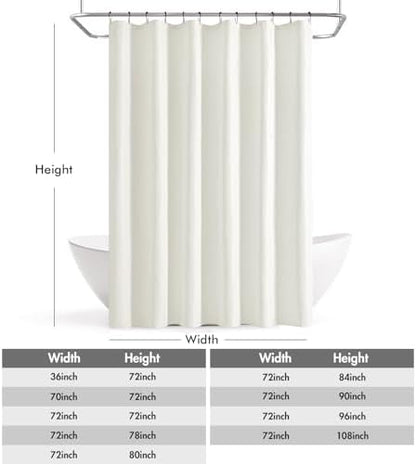 ANRODUO White Linen Textured Fabric Shower Curtain Set - W72xL78