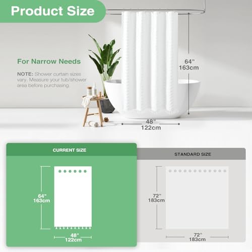 Dynamene Stall Boho Farmhouse Shower Curtain Tufted Chevron 48"x64" White