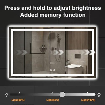 LED Bathroom Mirror with Lights, 30 x 50 Lighted Vanity Wall Mirror