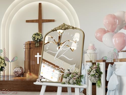 Vintage Gold Mirror, 24"x36" Antique Gold Bathroom Arched Mirrors